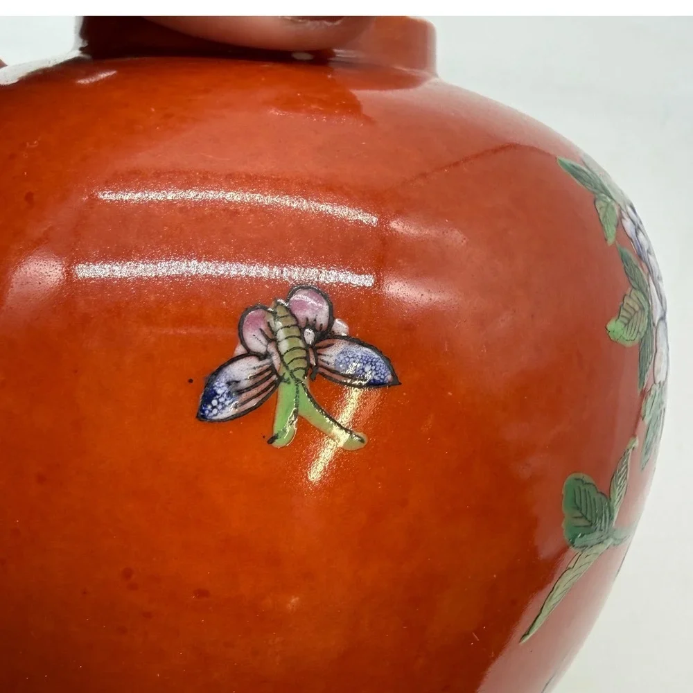 Vtg‎ Japanese Porcelain Wares Ginger Jar Hand Decorated Flowers -rub marks